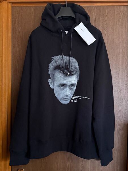 25SS新品2 sacai James Dean スウェット シャツ パーカー 長袖 黒 今期 size 2 M トレーナー フーディー サカイ メンズ ブラック