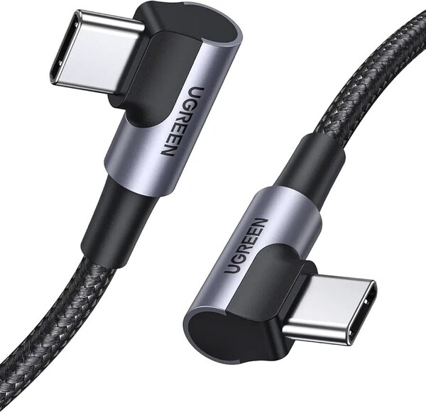 UGREEN 【L字型】 USB C ケーブル Type-c ケーブル L字 60W/3A PD3.0急速充電 C to C ケーブル ナイロン編み iPhone15/Mac Book/iPad 0.25M