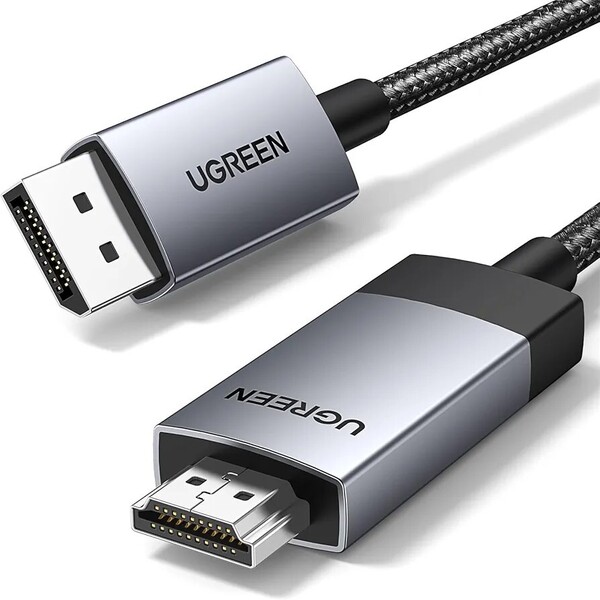Highwings USB Type C HDMI 変換ケーブル 4K@30Hz 単方向通信 タイプC to HDMI 変換 ナイロン編み 映像出力Thunderbolt 3/4 グレー, 1.8m
