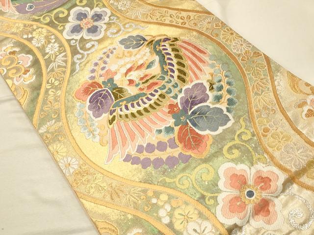 平和屋着物◎六通柄袋帯 唐織 立涌鳳凰花文 金銀糸