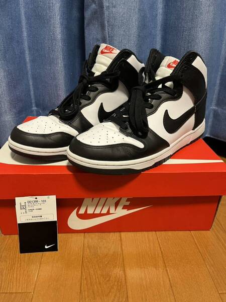 赤タグ 初期 【美品】NIKE DUNK HI RETRO black white 28cm US10 パンダ ナイキ ダンク ブラック ホワイト