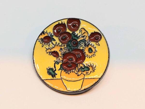 送料無料 ひまわり ゴッホ 絵画 ピンブローチ ピンズ PINS バッジ バッヂ アメリカン雑貨 スマアク