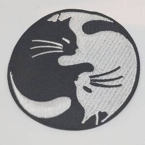送料無料 猫 ネコ サークル アイロン のりつき 刺繍 ワッペン アップリケ アメリカン雑貨 スマアク