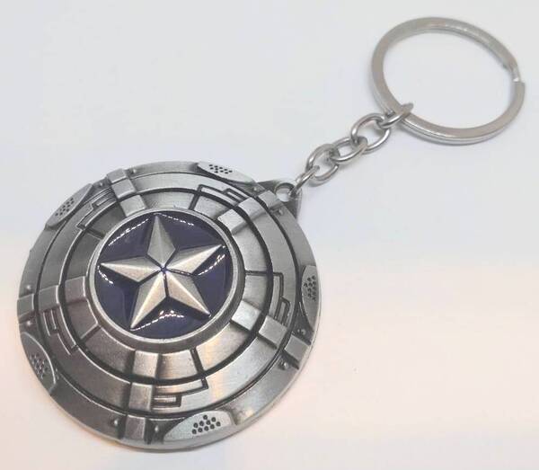 送料無料 キャプテン・アメリカ メカニック Aシルバー 回転 キーリング キーホルダー ロック アメリカン雑貨 スマアク