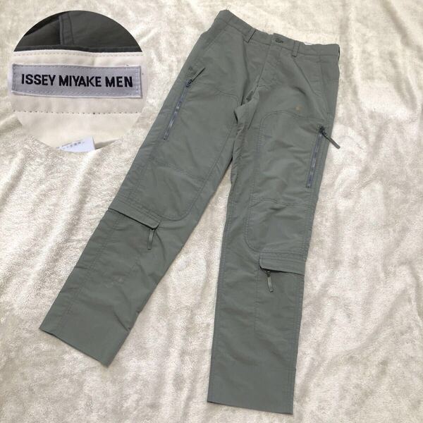 激レア★ISSEY MIYAKE MEN イッセイミヤケメン PARACHUTE CARGO POCKET PANTS カーキ系 サイズ2 日本製 ME12FF523 アーカイブ