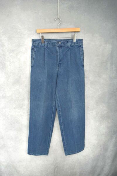 【 80s ドッカーズ/リーバイス 】 dockers / levi's ライトデニム ワンタック スラックス / size 34 / 80年代 ストレート パンツ