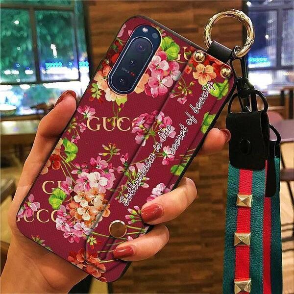 Xperia 10 IV スマホケース 薄型 バンド ストラップ付 花柄