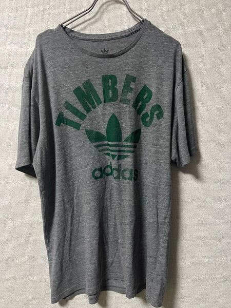 adidas アディダス ビンテージライク Tシャツ グレー Lサイズ 古着 トップス 半袖Tシャツ