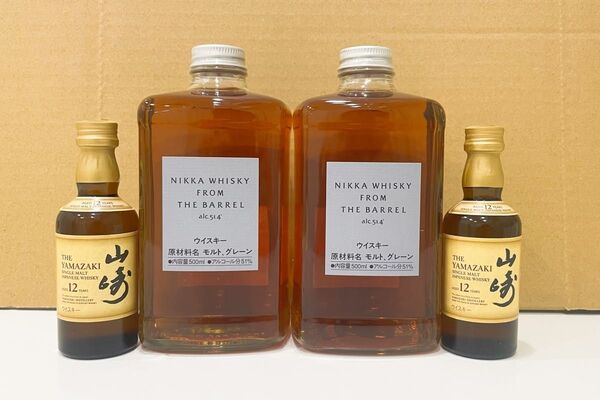 新品未開栓 サントリー 山崎12年 50ml & ニッカ フロムザバレル 500ml 4本セット