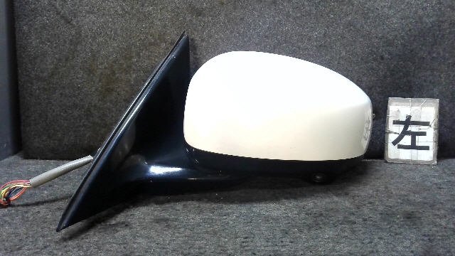 H19年 スカイライン DBA-V36 左ドアミラー 白パール QX1 [ZNo:02003454]