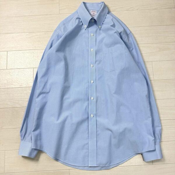 BROOKS BROTHERS ブルックスブラザーズ ボタンダウンシャツ ノンアイロン ブルー チェック柄 長袖 16-4/5 メンズ カッターシャツ 綿100%