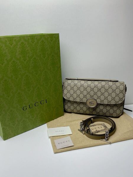 B340 新品 グッチ GUCCI GGスプリーム ショルダーバッグ ショルダーバッグ GGスプリームキャンバス ベージュ系 ベージュ/エボニー 739721