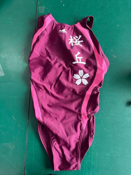 競泳水着 女子 校名マーキング有 女子水泳部 高校 ピンク×白色 Lサイズ ハイレグ 送料無料