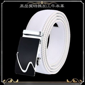 ベルト 【白】【銀S】 ホワイト 穴なし 無段階調整ベルト ゴルフベルト 人気 オートロック メンズ 革 ジーンズ ビジネス カジュアル