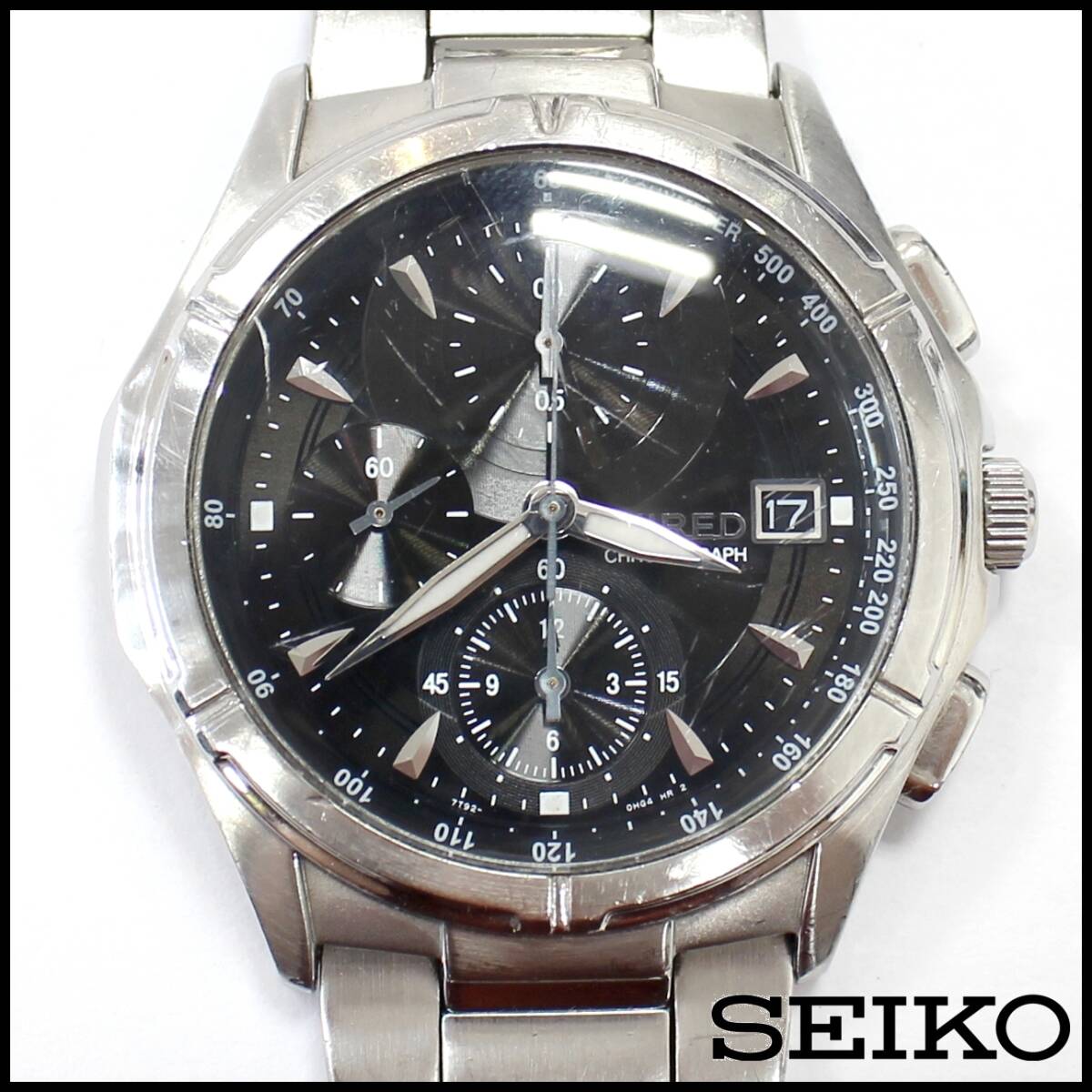SEIKO WIRED クロノグラフ シルバーリフレクション 7T92-0KW1 美品 電池新品 送料込 セイコー SEIKO ワイアード WIRED クロノ