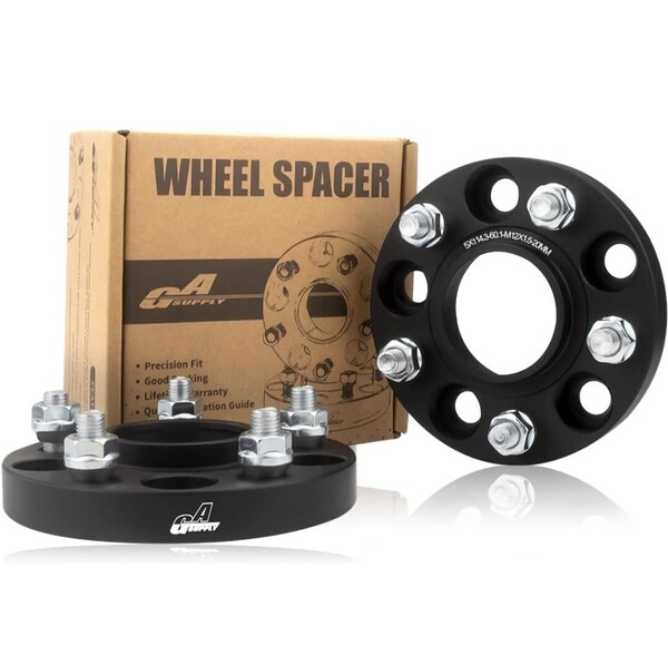 GAsupply 鍛造ワイドトレッドスペーサー PCD114.3 5H 内径60.1 M12XP1.5 厚さ20mm ワイトレハブリング一体 マットブラック【2枚セット】H