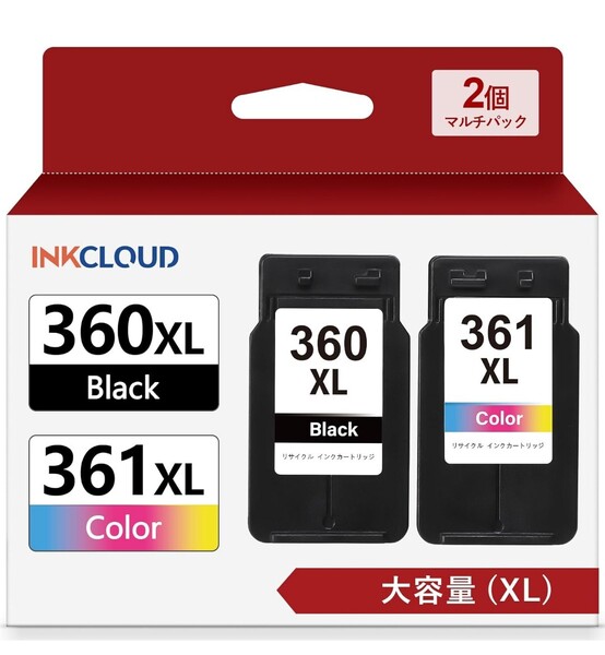 BC-360XLBC-361XL BC-360BC-361キャノン用大容量ブラック+カラー2個セット リサイクルインク 増量タイプ残量表示 個別包装 日本語説明書B13