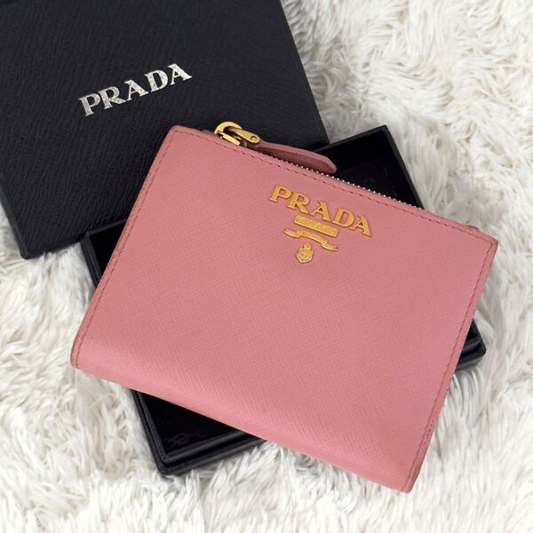 ☆美品☆PRADA プラダ サフィアーノ 二つ折り 財布 ゴールド金具 レザー ウォレット