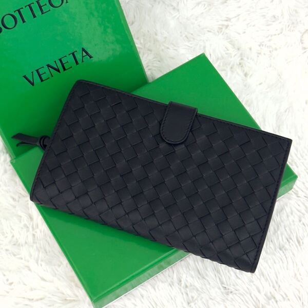 ☆未使用級☆BOTTEGA VENETA 財布 ブラック ボッテガヴェネタ イントレチャート 長財布 レザー ウォレット