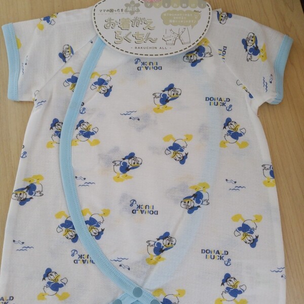 ロンパース 半袖 ベビー ショートオール 50〜60(子ども服)ディズニー ドナルド ベビー服 綿100% 出産準備 Disney☆未使用☆