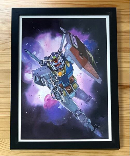 ■ラミネート加工■ 機動戦士ガンダム 額装品 安彦良和 / A4サイズ 額入り イラスト 両面ポスター《業務用ラミネート機使用》/ ( g-08 )
