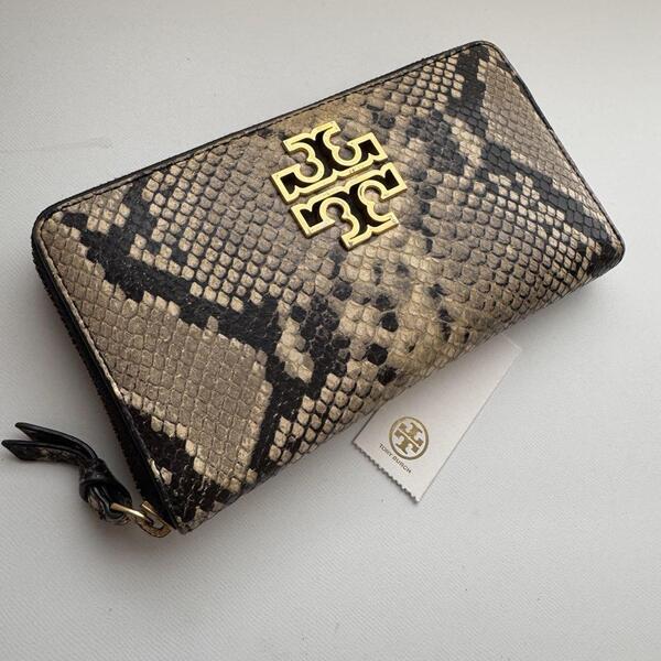 【美品】Tory Barch トリーバーチ ラウンドファスナー長財布 パイソン