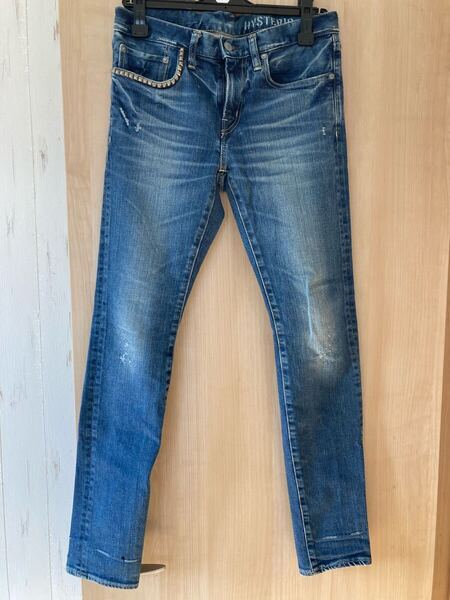 HYSTERIC GLAMOUR ストレッチ スキニーデニムパンツ ヒステリックグラマー HG スキニーデニム W28 L32 ストレッチデニム 後