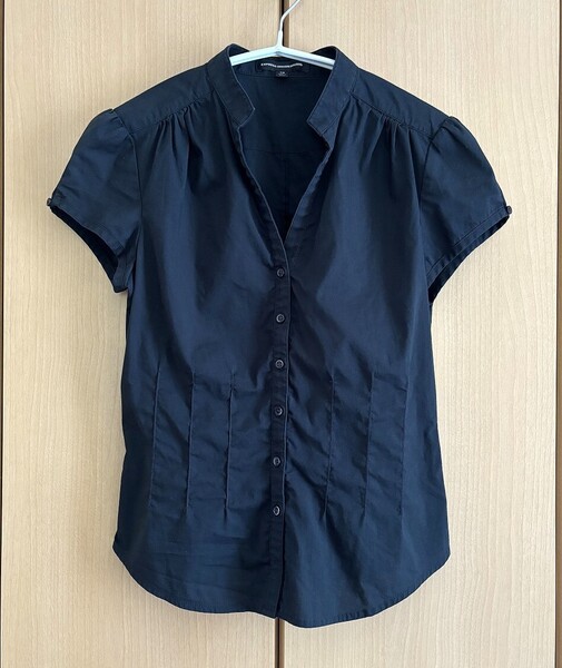 ☆【EXPRESS DESIGN STUDIO】半袖 ブラウス シャツ カットソー タックブラウス Vカット パフ袖 お仕事☆