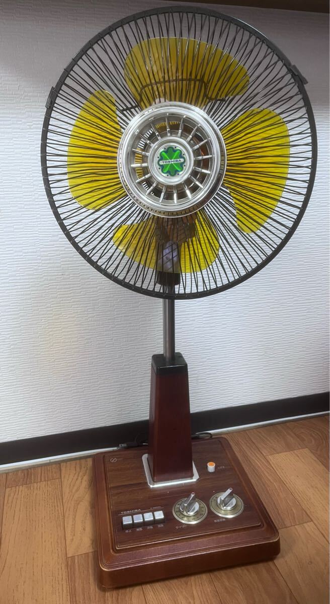 TOSHIBA 昭和レトロ 木製 首振り扇風機 H-30D45Y