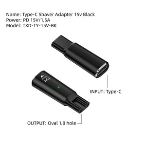 PHILIPSシェーバー用 Type-C変換充電コネクタ USB タイプC フィリップス ブラック