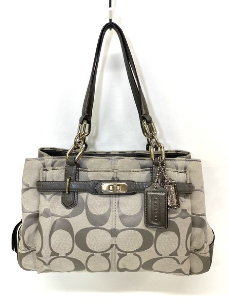 【即決】COACH コーチ シグネチャー トートバッグ キャンバス レザー グレー系 17806