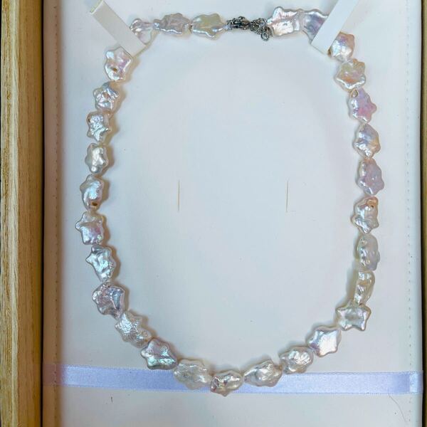 天然虹色 バロックパールネックレス 本真珠 スター 12mm パール 45cm アクセサリー 淡水パール 無調色 necklace jewelry 冠婚葬祭