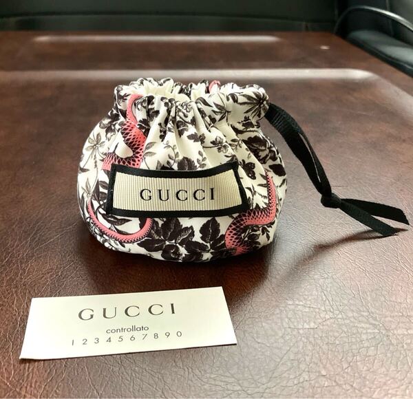 【即決】GUCCI/グッチ ジュエリー保存袋/アクセサリー入れ ピンクスネーク/蛇(リング.ブレス.ピアス.ネックレス保存などに)1枚