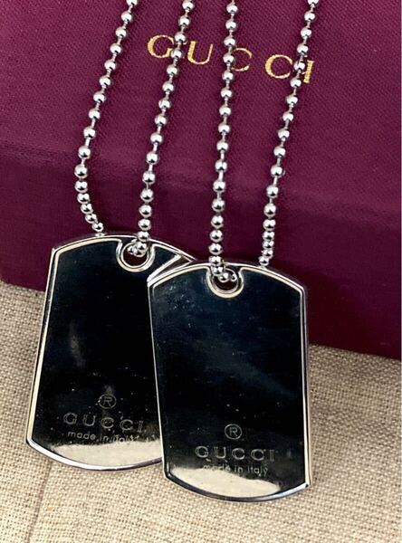 【即決/送料込み】GUCCI/グッチ ペアネックレス ドッグタグ/プレート ネックレス/ペンダント
