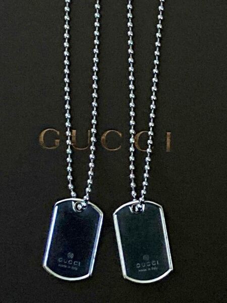 【即決/送料込み】希少 GUCCI/グッチ ペアネックレス ミニドッグタグ/プレート ネックレス/ペンダント