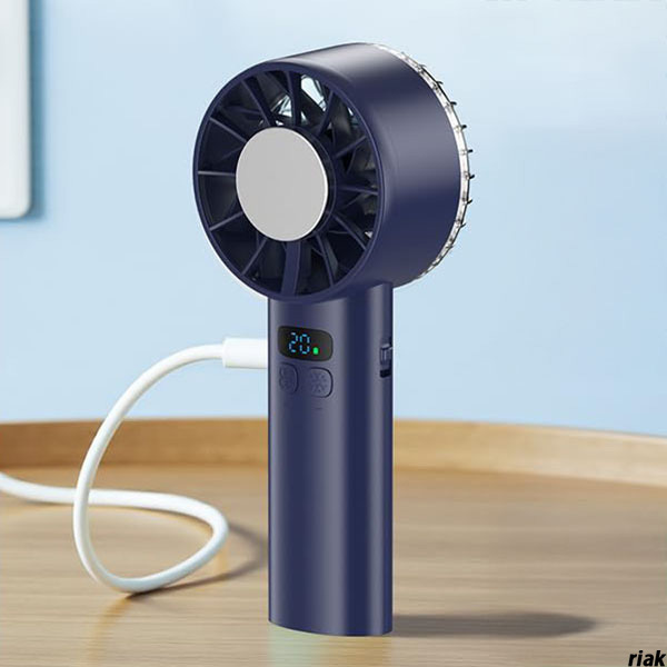 【瞬間冷却&大容量バッテリー搭載ハンディファン】 携帯扇風機 ペルチェ冷却 熱中症対策 USB-C充電 静音設計 アウトドア 紺色