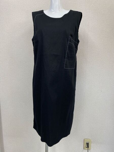 ♪ 送料無料 サラ パチーニ sarah pacini ノースリーブ ワンピース size 1 黒 お家で洗える麻混 ストレッチ 横ファスナー イタリア製