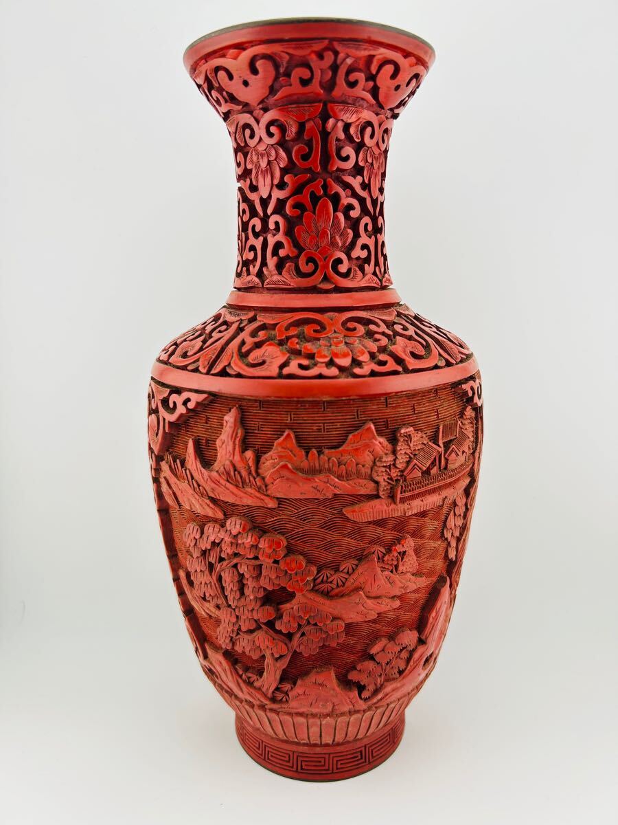 古銅製花瓶，時代物，在銘あり，重約2000克。
