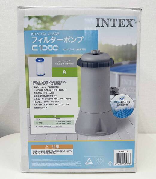 新品 箱潰れ ★ コストコ INTEX インテックス フィルターポンプ カートリッジ付 C1000 Krystal Clear 637J 大型 プール用 浄化 濾過 循環