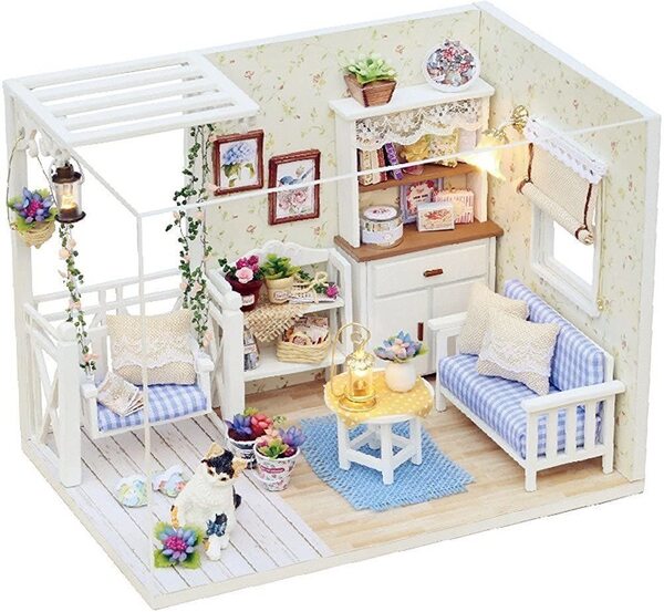 新品 ドールハウス 製作キット 手作りキット クラフトセット ミニチュア 猫 かわいいお部屋