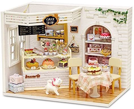 新品 ドールハウス 製作キット 手作りキット クラフトセット ミニチュア ケーキ屋さん 猫