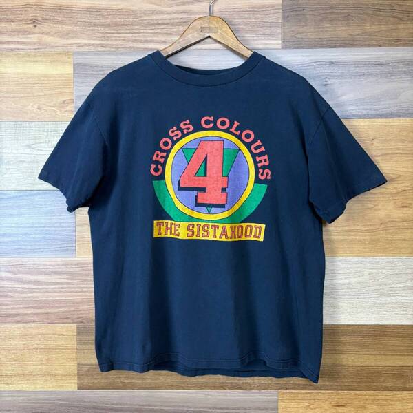 USA製 90s CROSS COLOURS クロスカラーズ T-sh Tシャツ サイズ メンズ L位 袖シングルステッチ 90年代 アメリカ製 VINTAGE 古着 r25042502