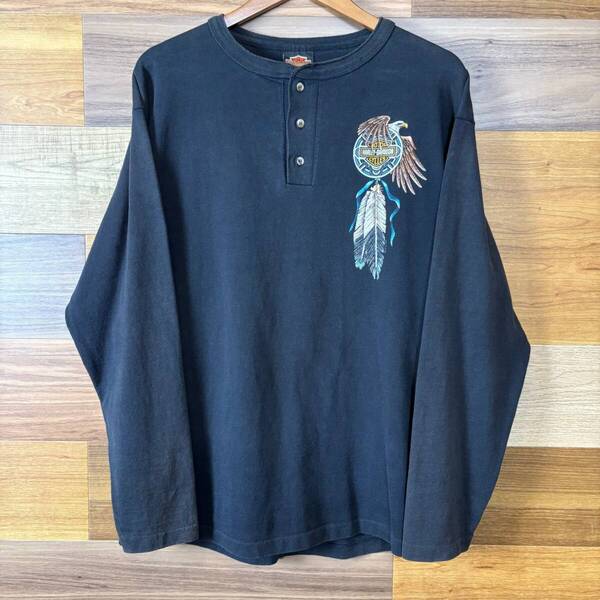 USA製 90s HARLEY DAVIDSON ハーレーダビッドソン 両面プリント ロンT 長袖 Tシャツ サイズ メンズ L シングルステッチ 90年代 r25042520