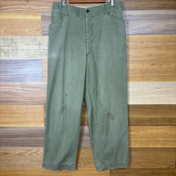 米軍実物 40s USN N-3 HBT PANTS ユーティリティーパンツ サイズ メンズ L位 40年代 VINTAGE ビンテージ ミリタリー 古着 r25050926