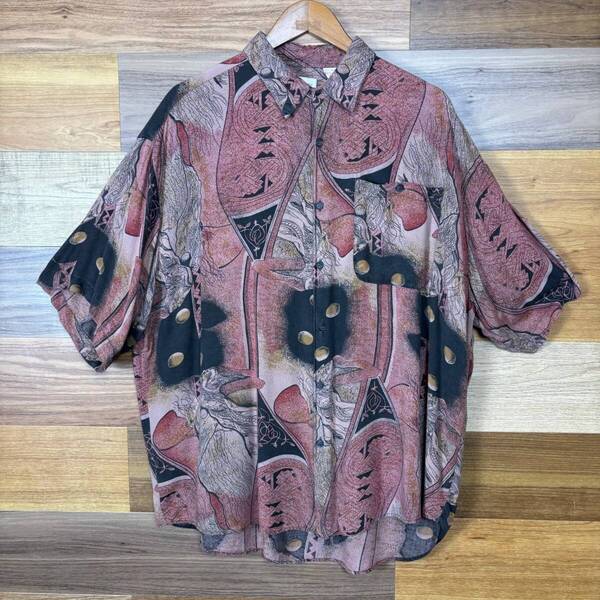 90s CAMPUS 総柄 レーヨン シャツ 半袖シャツ サイズ メンズ XL 90年代 VINTAGE ビンテージ ヴィンテージ アメカジ 古着 r25052702