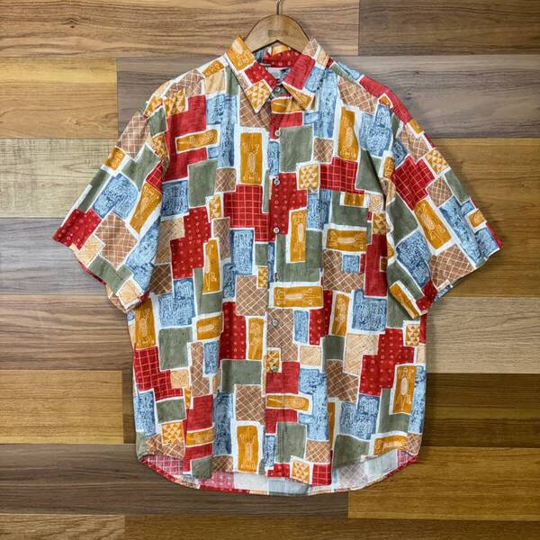 90s THE TERRITORY AHEAD オリエンタル 総柄 半袖 シャツ サイズ メンズ XL 90年代 VINTAGE ビンテージ アメカジ 古着 r25052734