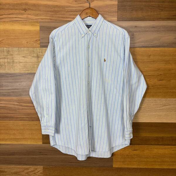 90s Polo by Ralph Lauren ポロ ラルフローレン ストライプ柄 長袖シャツ サイズ 16 メンズ L位 90年代 VINTAGE アメカジ 古着 r25052771