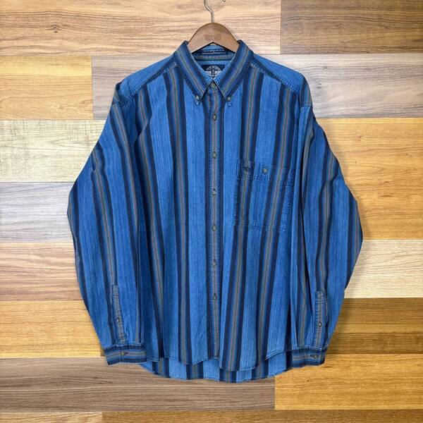 90s DOCKERS ドッカーズ ストライプ柄 ボタンダウン シャツ 長袖シャツ サイズ メンズ L 90年代 VINTAGE アメカジ 古着 r25060603