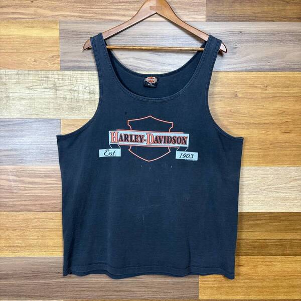 USA製 90s HARLEY DAVIDSON ハーレーダビッドソン タンクトップ サイズ メンズ XL 裾シングルステッチ アメリカ製 90年代 古着 r25060645