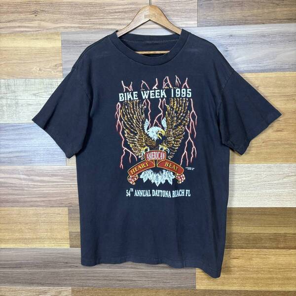 90s BIKE WEEK 1995 サンダー プリント Tーsh Tシャツ サイズ メンズ L位 シングルステッチ 90年代 VINTAGE ビンテージ 古着 r25060654